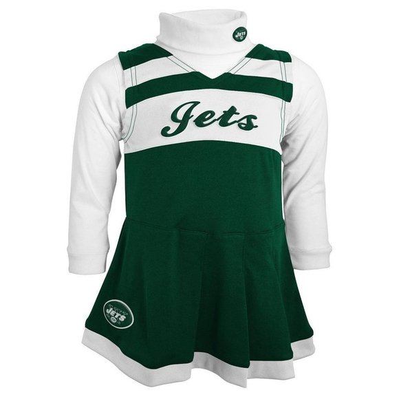 New York JETS 2 Piece Toddler Cheerleader Dress Jumper NFL Football 2T or 3T NWT - Picture 1 of 2